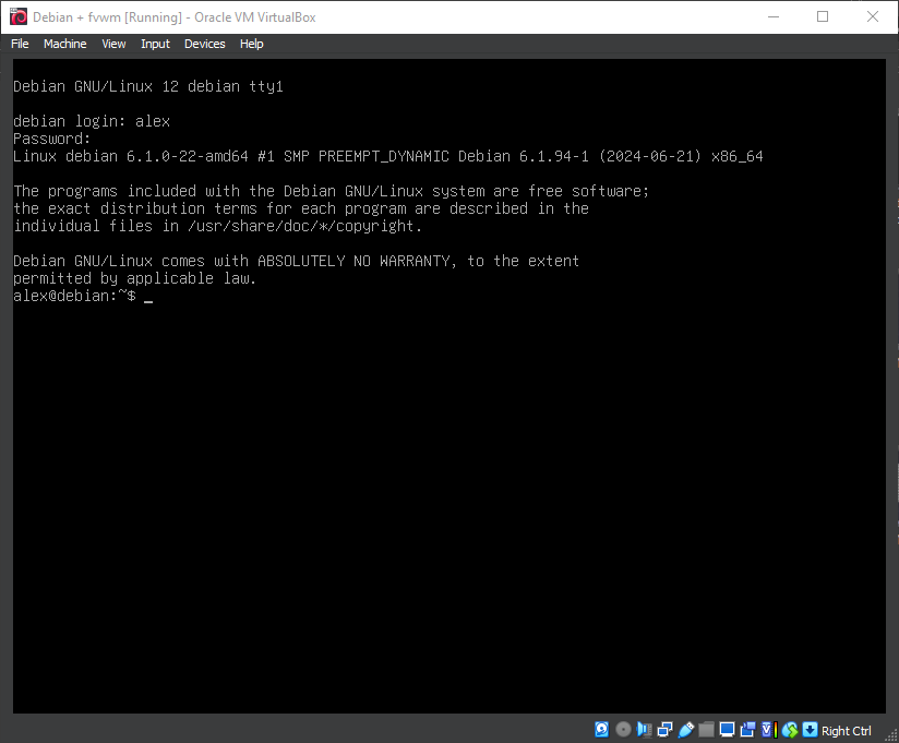 Boot the system -- Logged In